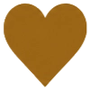 A solid brown heart shape on a light gray background.