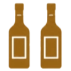 Two simple brown bottle icons with blank rectangular labels on a light background.